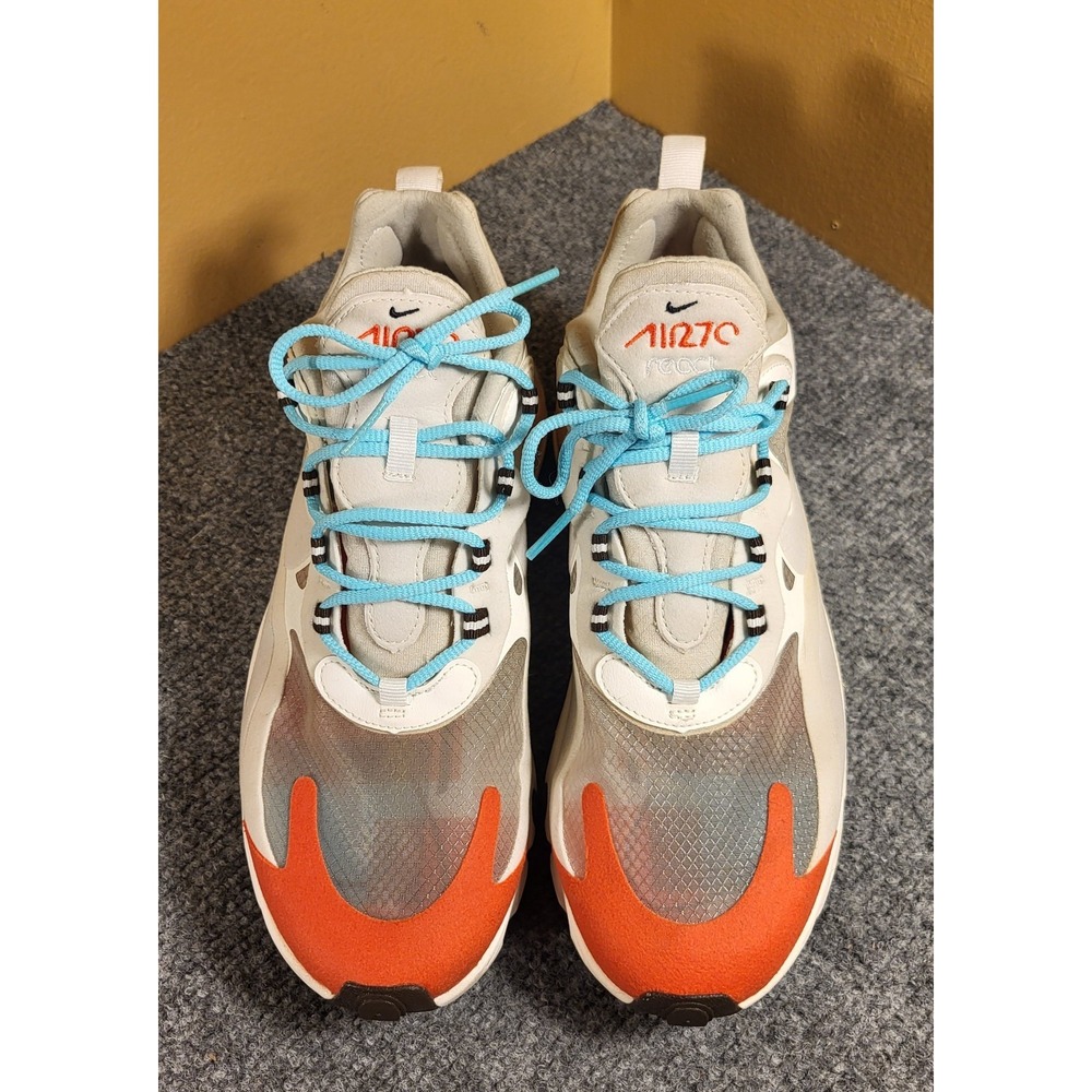 Nike Air Max 270 React "Mid-Century Art" Shoes Beige/White/Orange Men's Size 10 - Picture 5 of 7